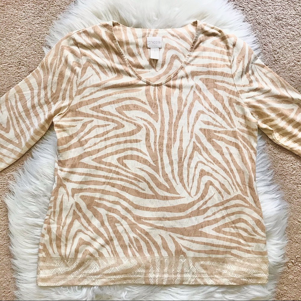 Chico’s Zebra Tan Shirt 🦓